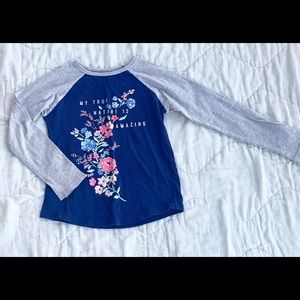 Carters Blue Long Sleeve Floral Shirt
